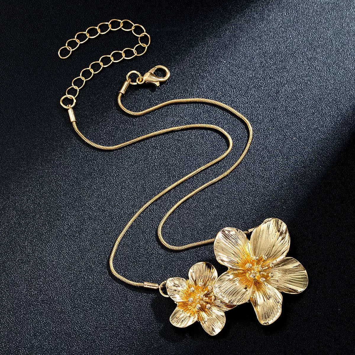 Europe and the United States cross-border fashion exaggerated creative heavy metal flower five petal flower women stud earrings suitable for holiday party accessories