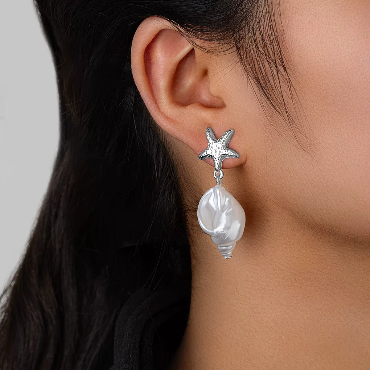 Ocean Starfish Pearl Shell Earrings Necklace Set | Alloy | Summer Beach Vacation Coastal | Holiday Fashion Women