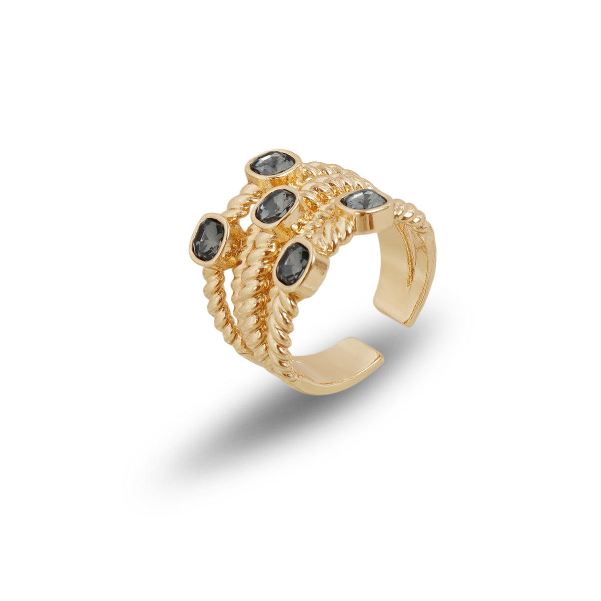 Geometric Gemstone Inlay Ring Set | Alloy Adjustable | Y2K Niche Minimalist | Personalized Fashion Women