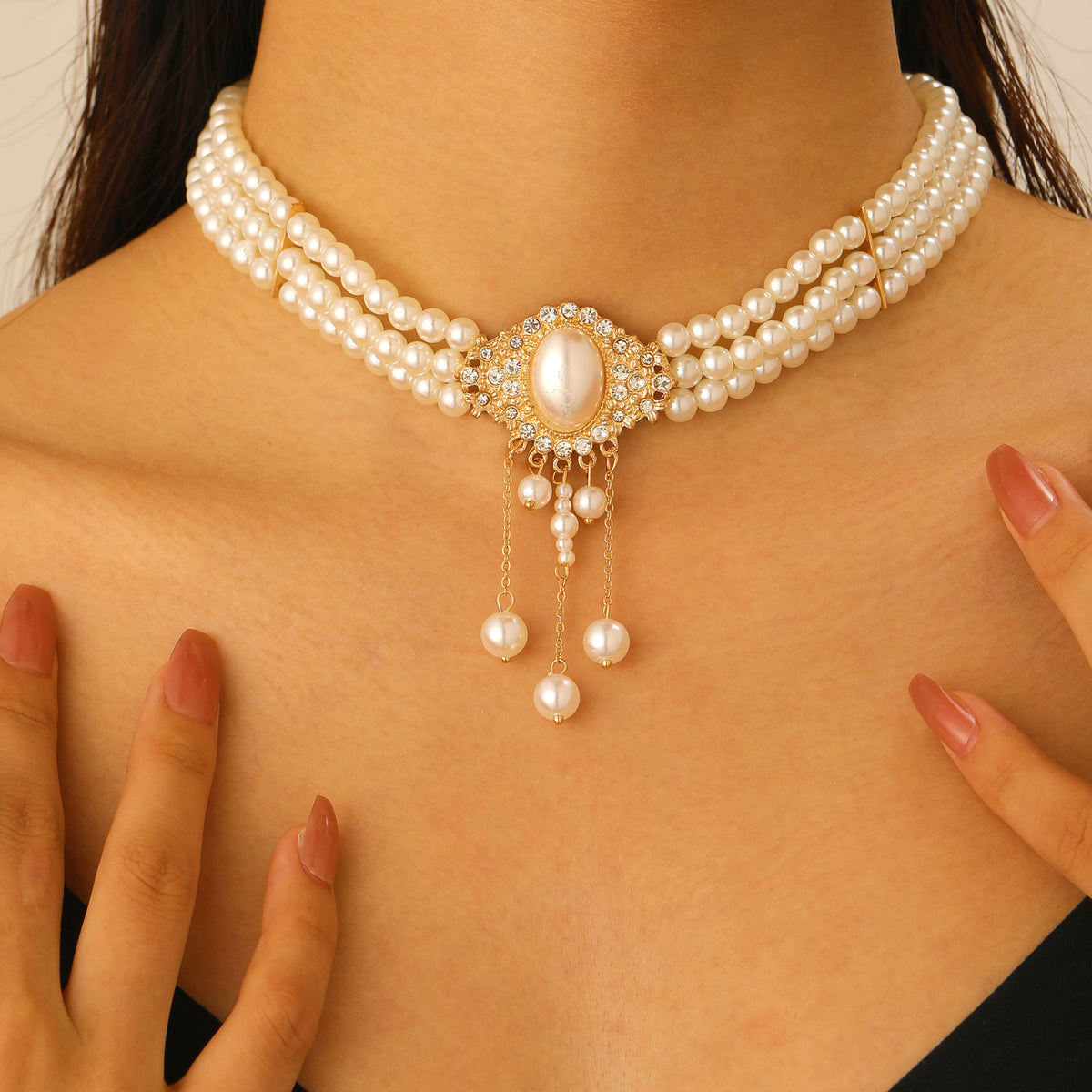 Multi-Layer Pearl Jewelry Set | KC Gold Alloy | Coquette Vintage | Necklace Bracelet Earrings Women