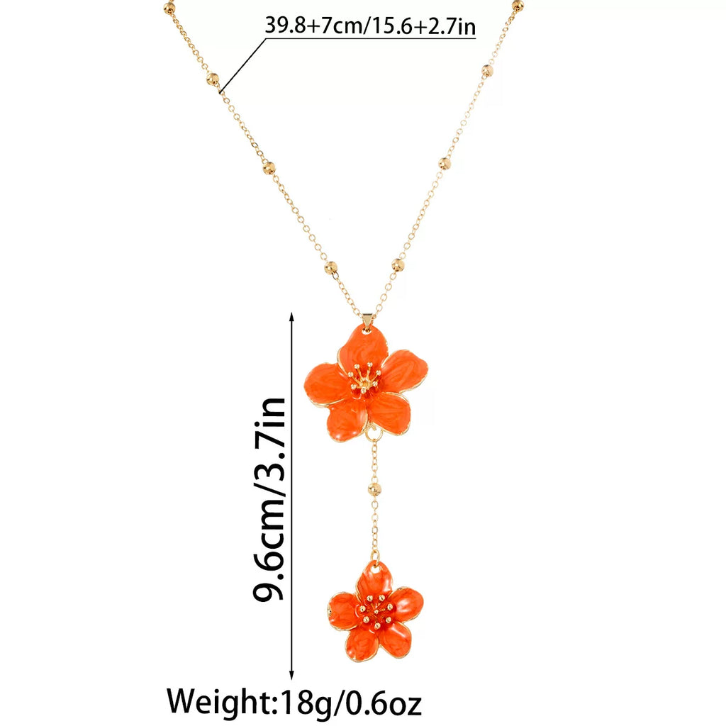 Floral Petal Metal Pleated Flower Pendant Adjustable Collarbone Necklace | Alloy | Temperament Niche Fashion | Women