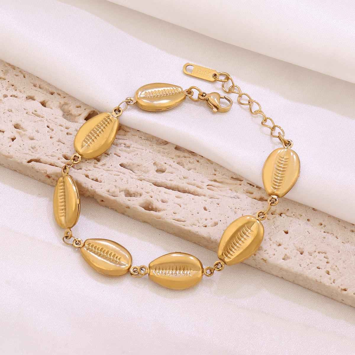 Ocean Conch Shell Hollow Bracelet | 18K Gold Stainless Steel | Coastal Grandmother Summer | Beach Jewelry Women