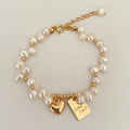 Pearl Lucky Square Love Bracelet | Gold Plated | Coquette Old Money | Versatile Daily Jewelry Women