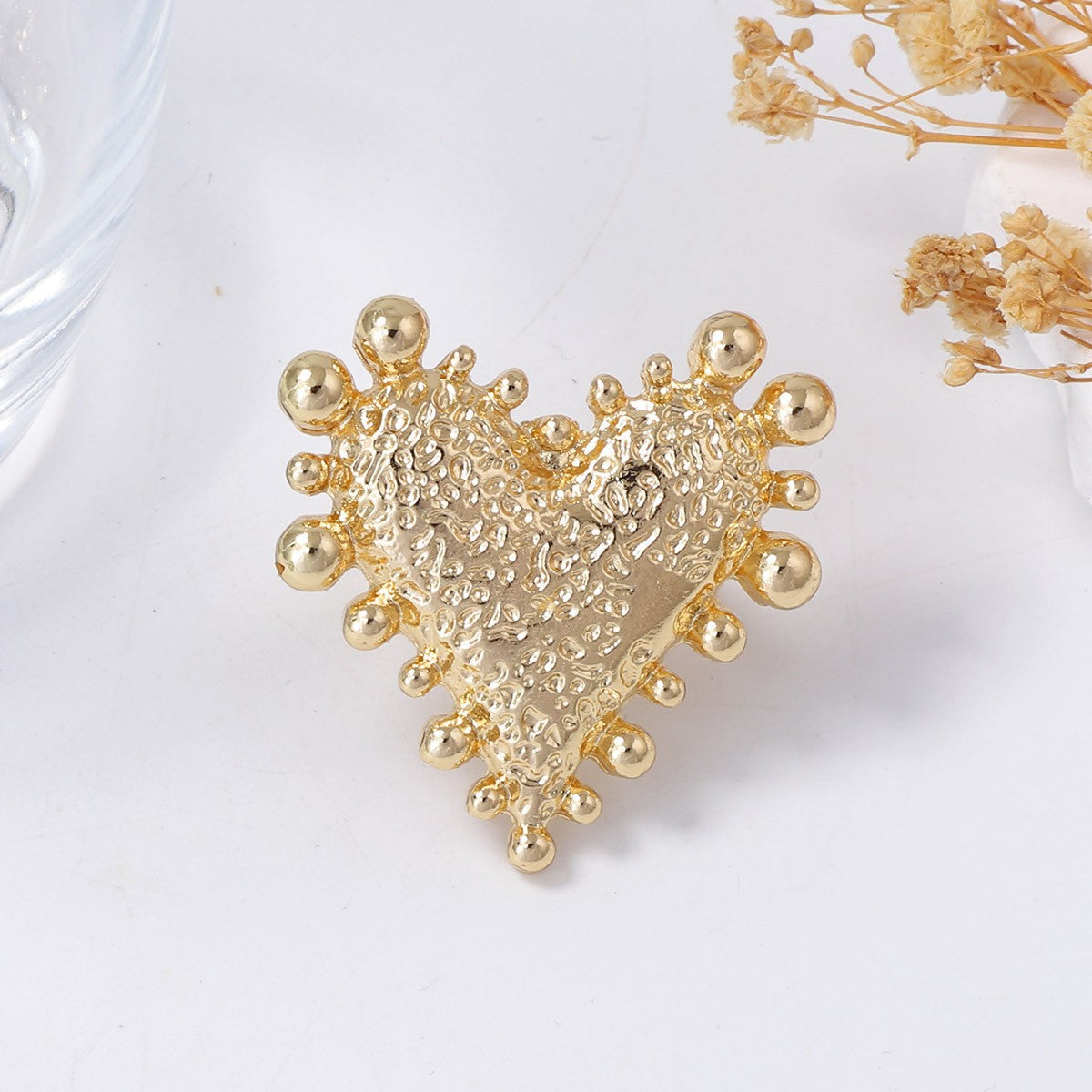 Love Heart Adjustable Open Ring | Gold Silver Alloy | Minimalist Niche | Daily Versatile Jewelry Women