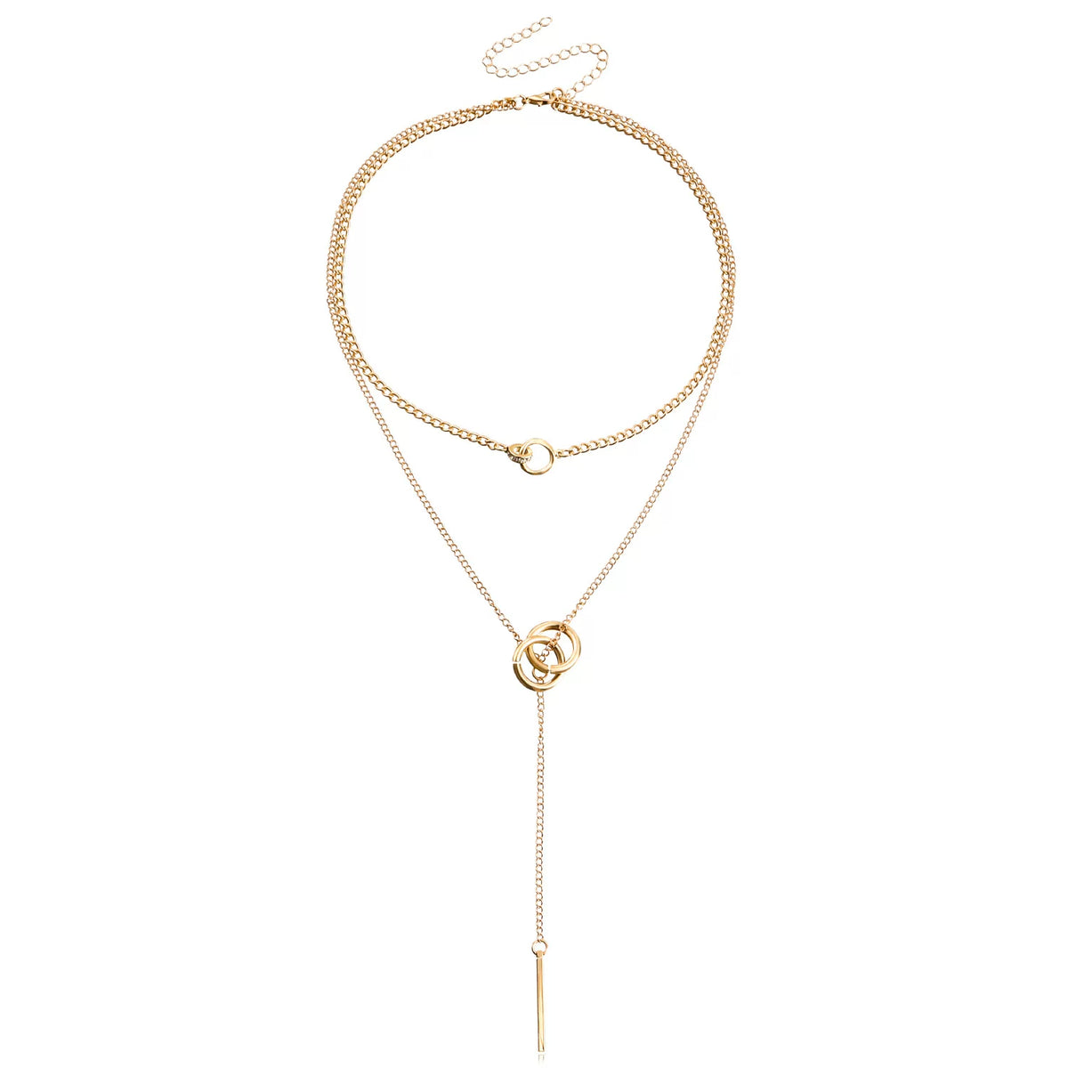 Stackable Double layered long chain Tassel Long Pendant Necklace | Silver Alloy | INS Niche Stacked | Unique Collarbone Chain Women