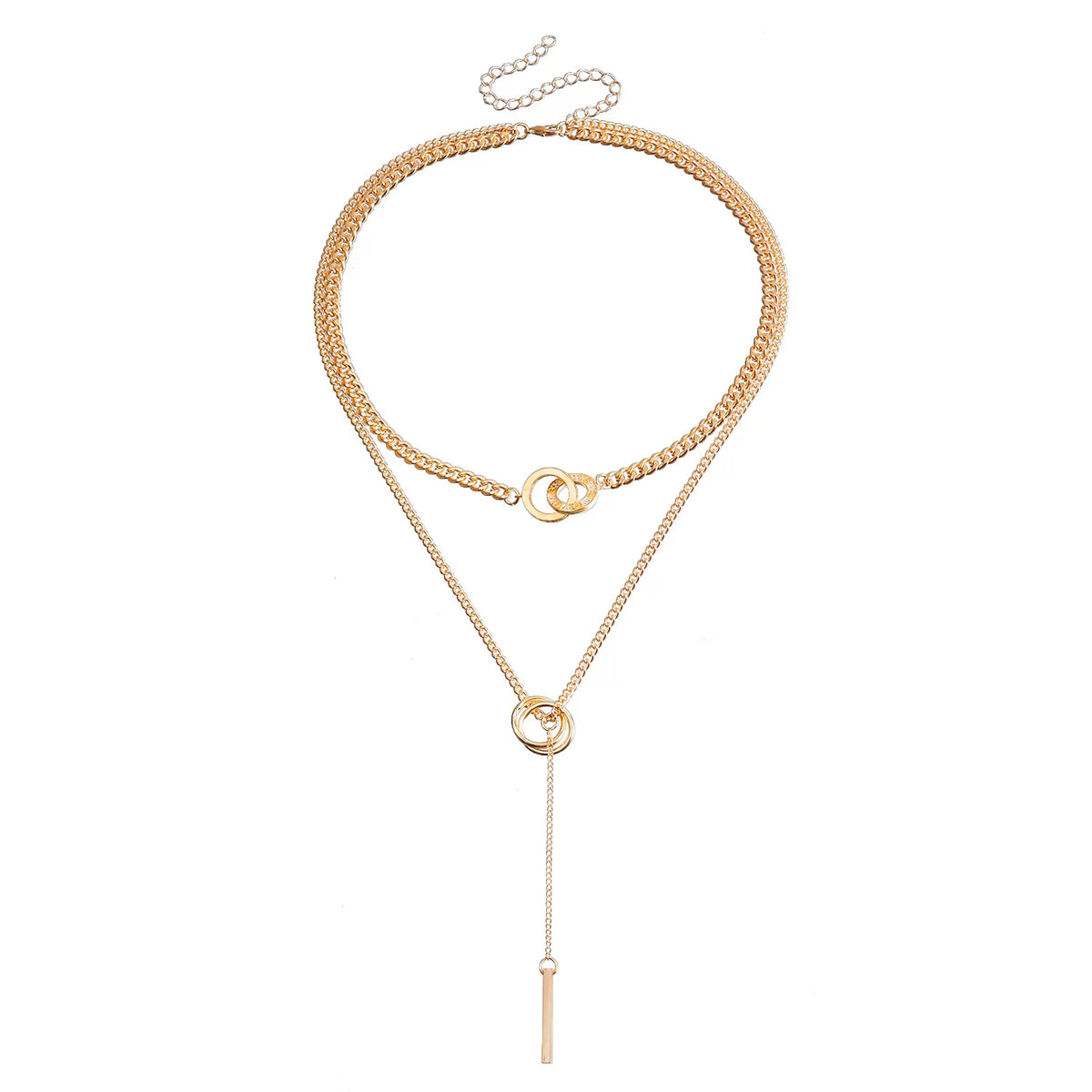 Stackable Double layered long chain Tassel Long Pendant Necklace | Silver Alloy | INS Niche Stacked | Unique Collarbone Chain Women