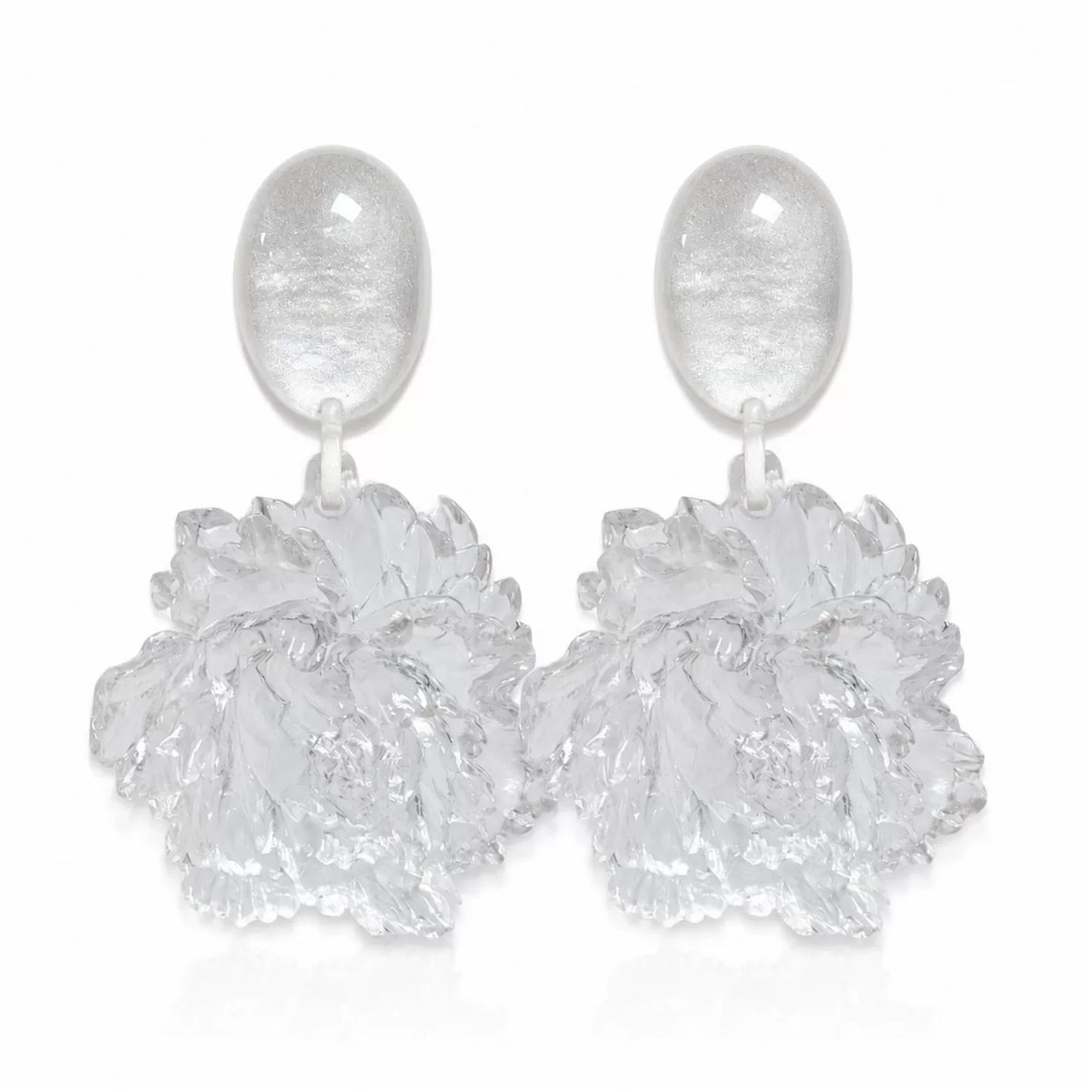 Ice clear Camellia Earrings Three-dimensional Resin Waterproof Flower Earrings Premium Silver Needle Earrings Light Luxury Daily wear statement Vacation
