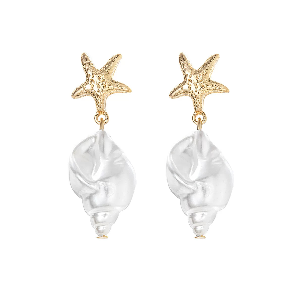 Ocean Pearl Starfish Conch Pendant Cold Tone Versatile Jewelry | Zinc Alloy mix pearl | Coastal Holiday Niche | ZAMA DUMA buy myself gift for her