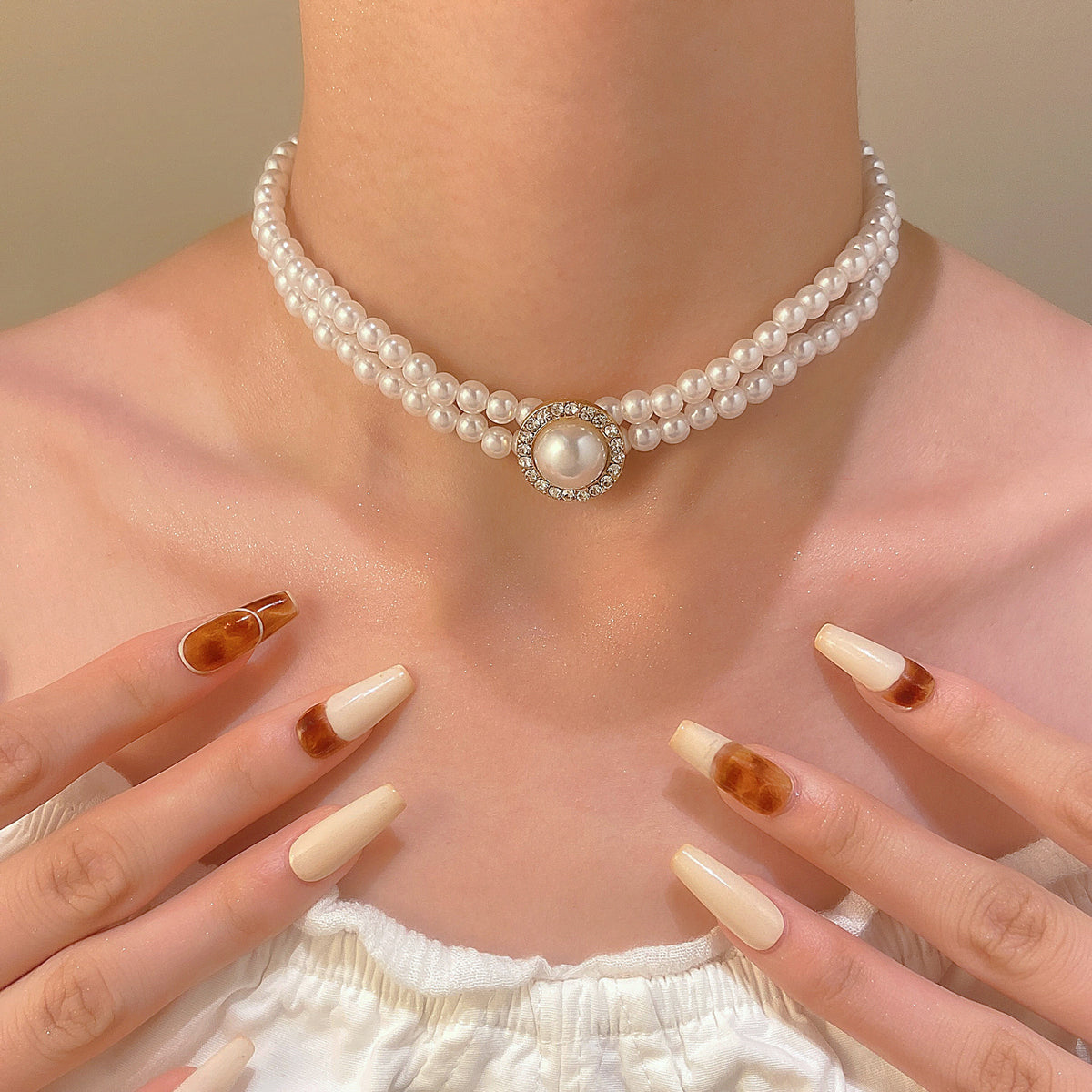 Multi-Layer Pearl Jewelry Set | KC Gold Alloy | Coquette Vintage | Necklace Bracelet Earrings Women
