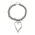 large oversized Metal Beads Zinc Alloy Big Love Pendant Necklace Silver Metal cool tone sculptural Versatile Daily bold statement jewelry