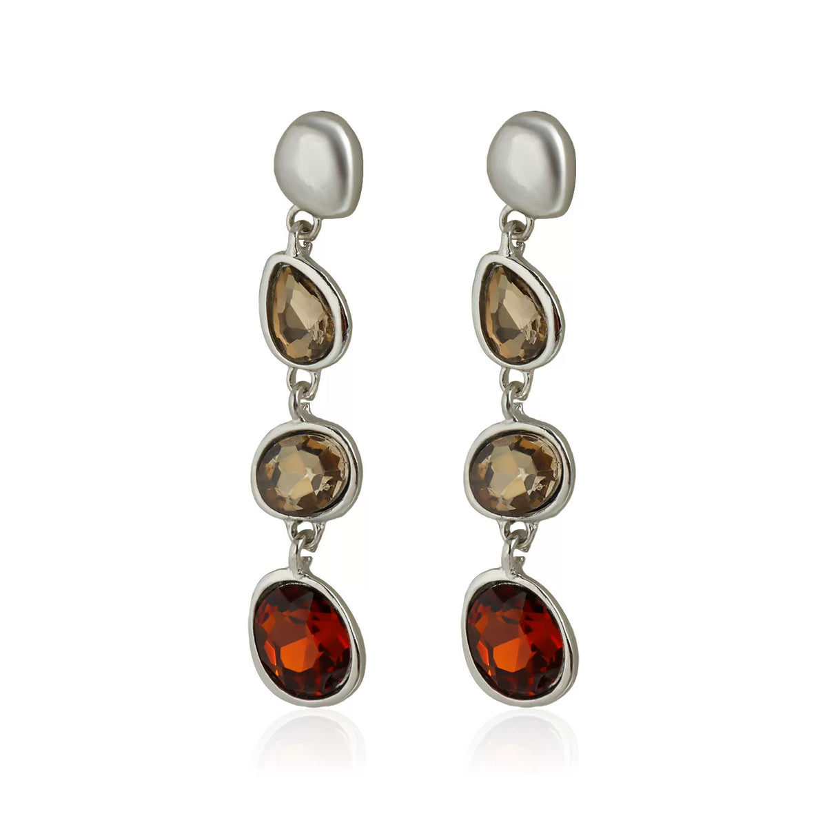 Sculpture style geometric multi panel irregular water drop earrings colored  gemstone minimalist light luxury versatile earrings effortless chic everyday style