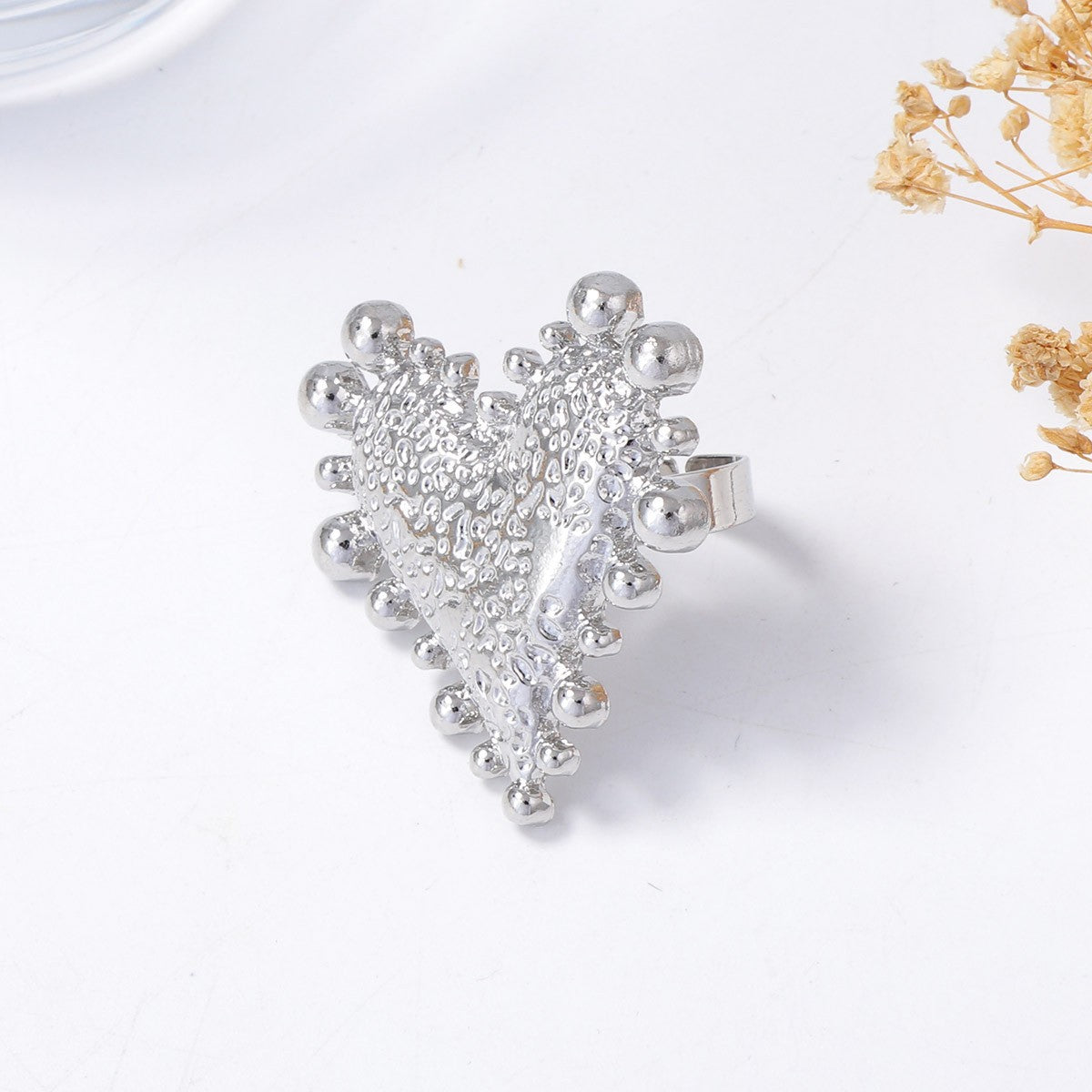 Love Heart Adjustable Open Ring | Gold Silver Alloy | Minimalist Niche | Daily Versatile Jewelry Women