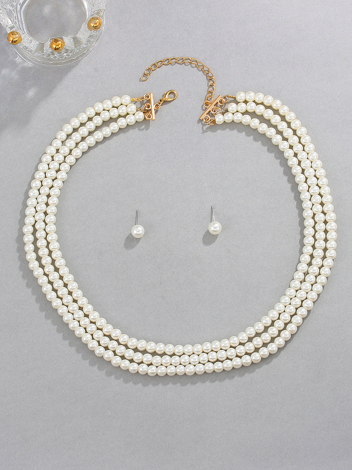 Multi-Layer Pearl Jewelry Set | KC Gold Alloy | Coquette Vintage | Necklace Bracelet Earrings Women
