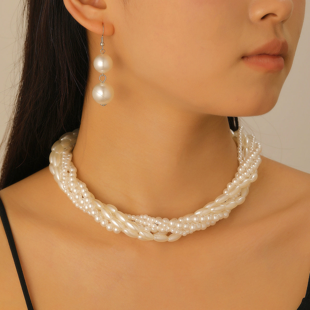 Multi-Layer Pearl Jewelry Set | KC Gold Alloy | Coquette Vintage | Necklace Bracelet Earrings Women