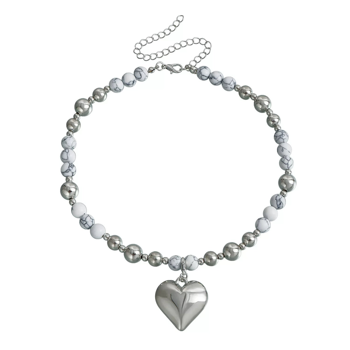 Stacked metal natural turquoise mixed and matched beaded alloy love necklace cold light luxury daily versatile necklace