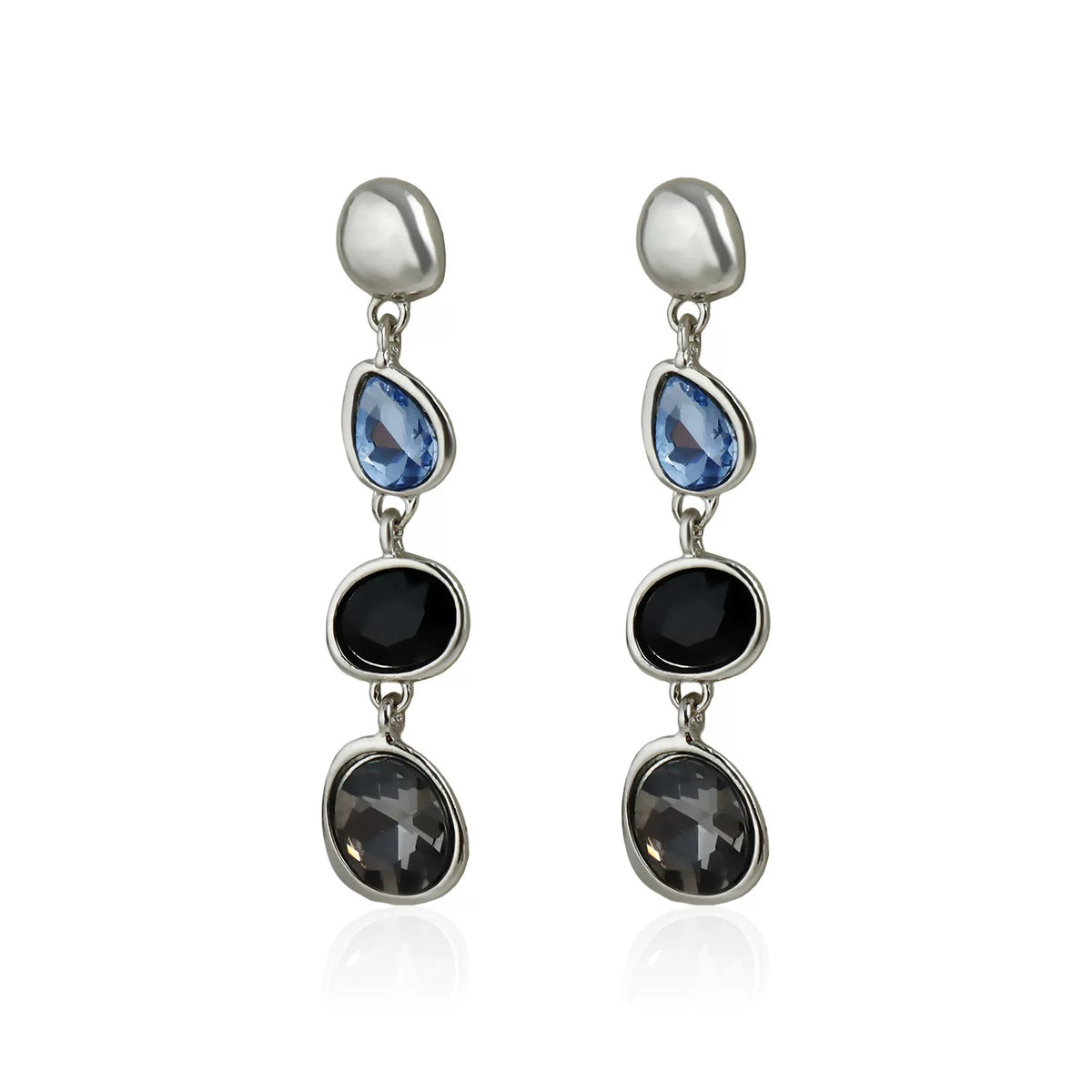 Sculpture style geometric multi panel irregular water drop earrings colored  gemstone minimalist light luxury versatile earrings effortless chic everyday style