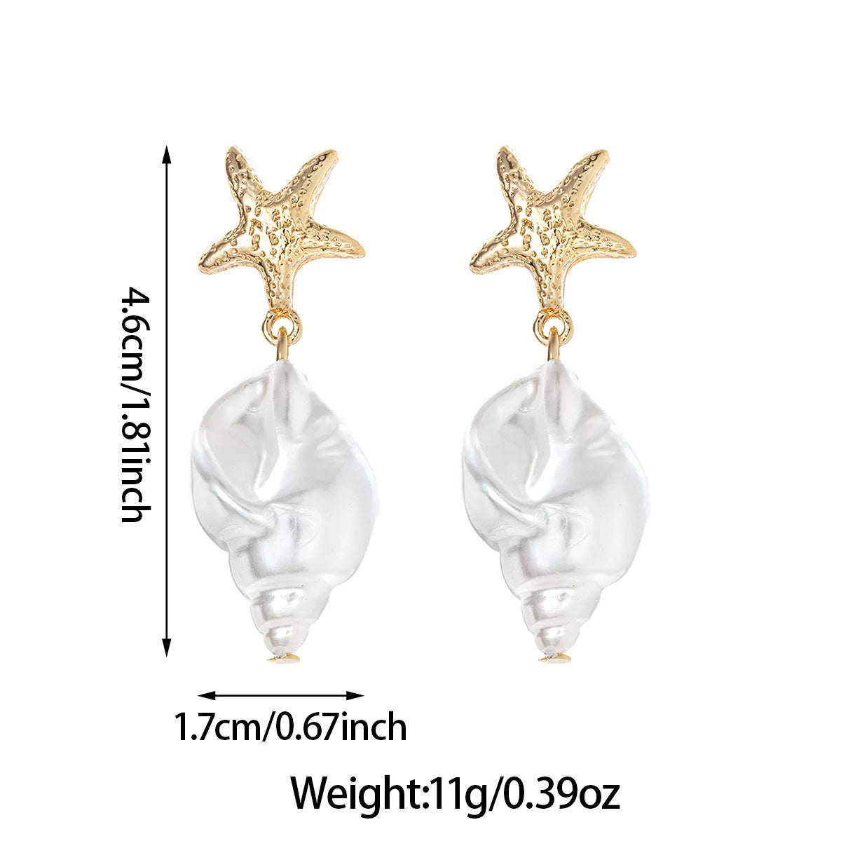 Ocean Pearl Starfish Conch Pendant Cold Tone Versatile Jewelry | Zinc Alloy mix pearl | Coastal Holiday Niche | ZAMA DUMA buy myself gift for her